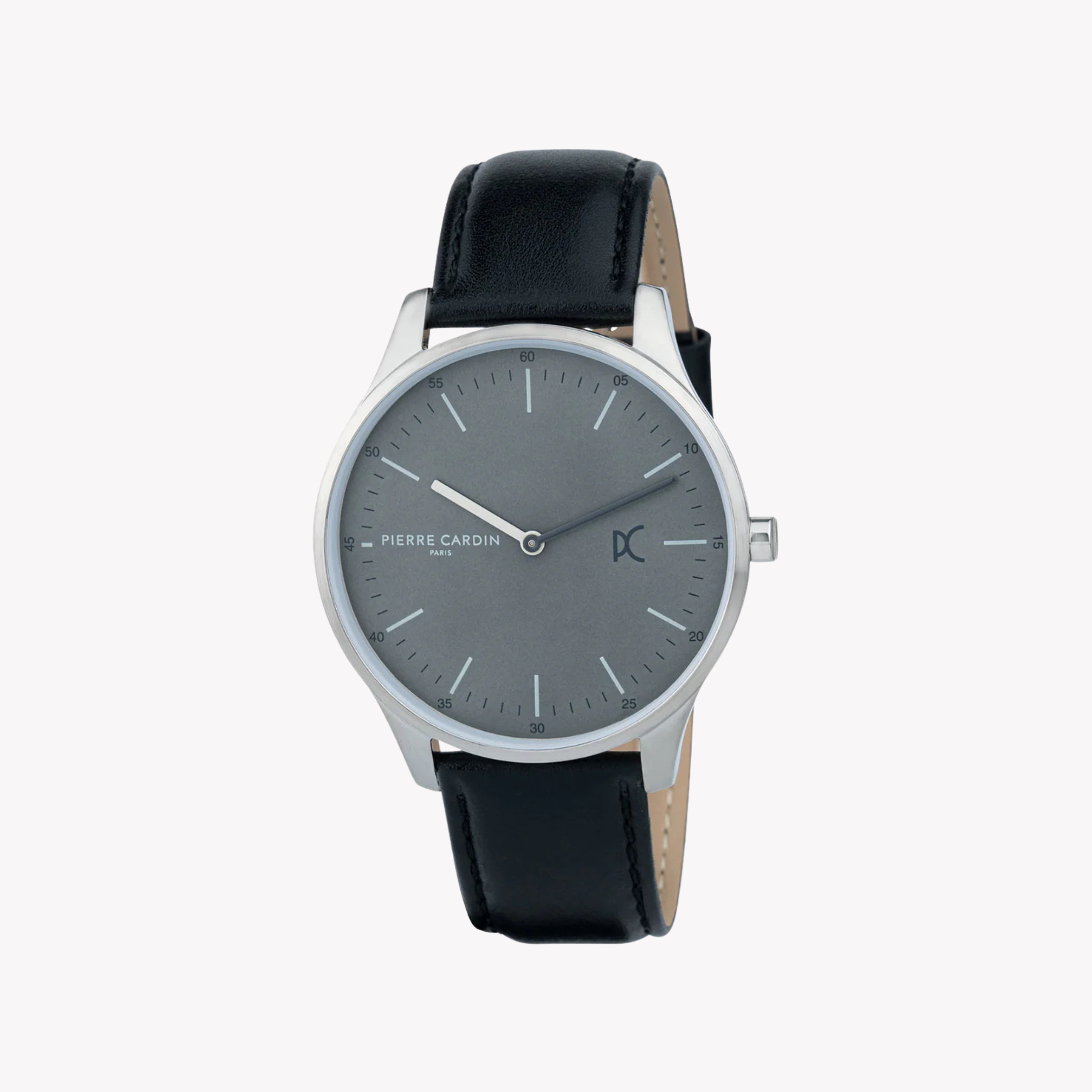 Pierre Cardin Men's Black Leather Watch, Gray Dial | Cba.4003