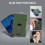 Minimalist Pop up Wallet with Money Clip, All Aluminum Slide Rfid Slim Card Holder