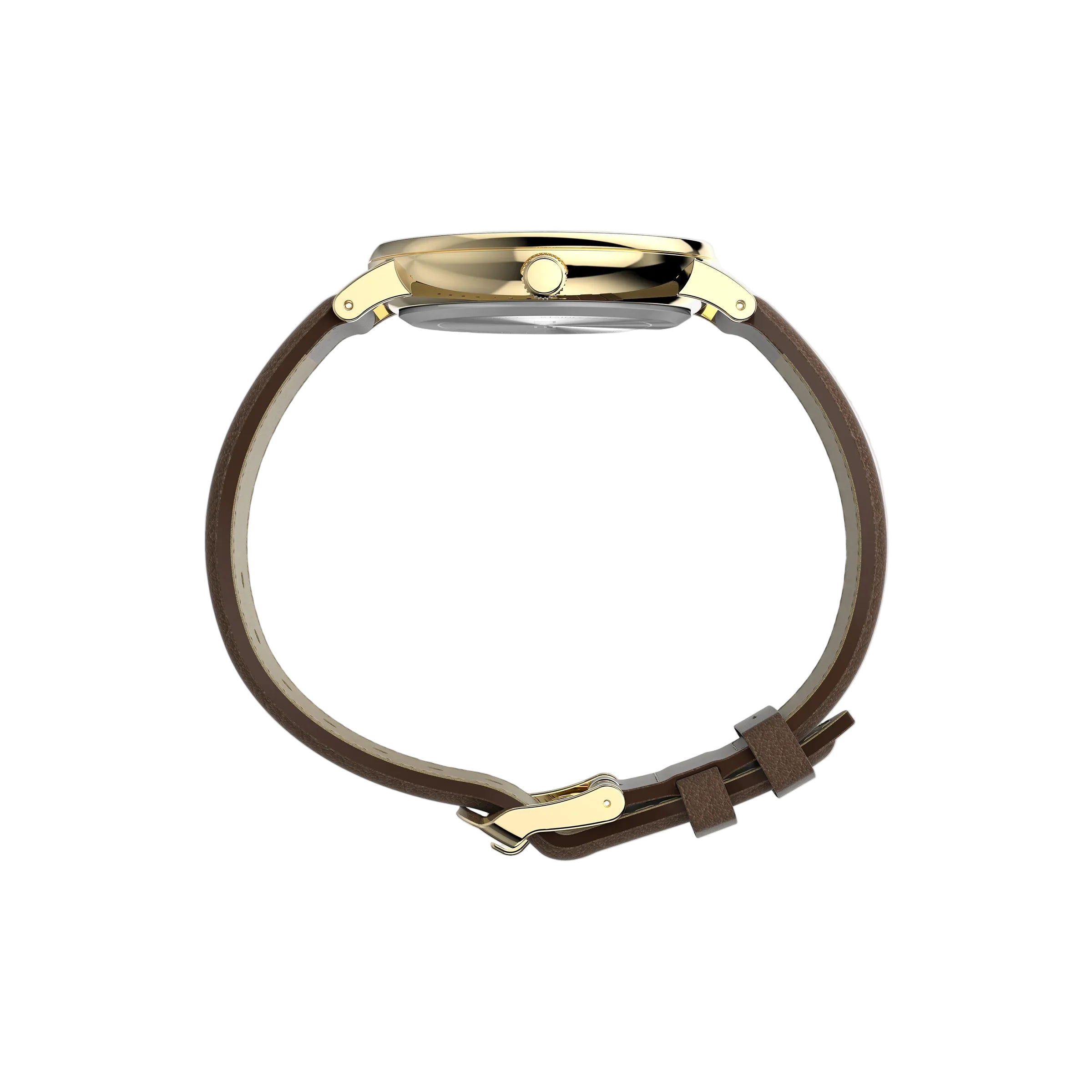 Timex Men's Gold-Tone Case, Brown Vegan Leather Strap | Tw2v91300