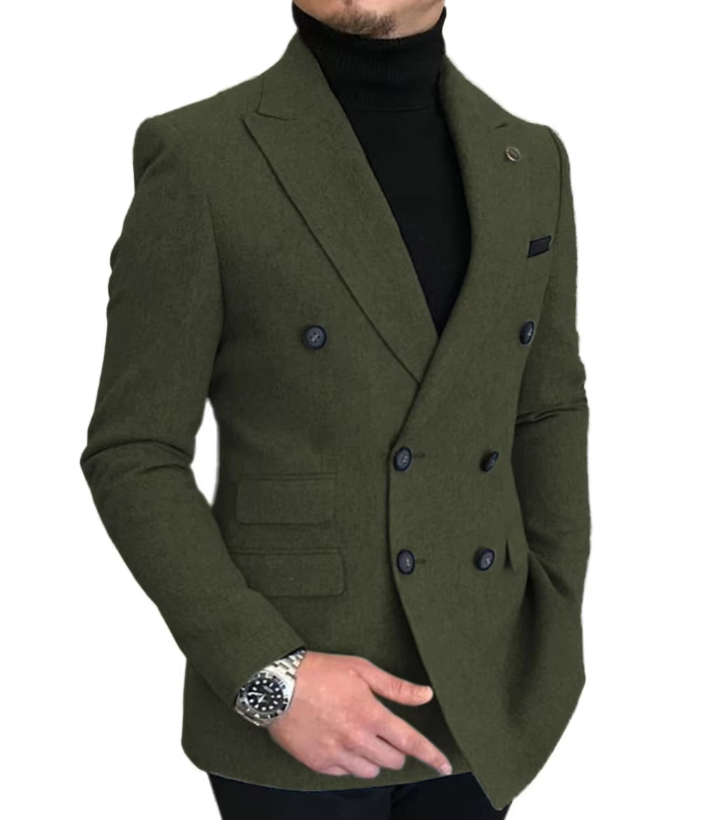 Formal 2025 New Burgundy Red Grey Lapel Tux Men Slim Fit Suits Coat Jacket Custom Made for Wendding Party Woolen Cloth