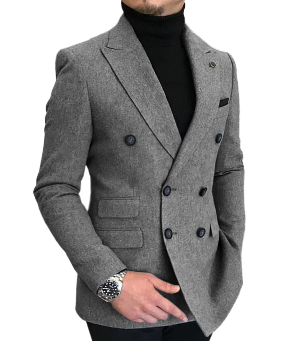 Formal 2025 New Burgundy Red Grey Lapel Tux Men Slim Fit Suits Coat Jacket Custom Made for Wendding Party Woolen Cloth