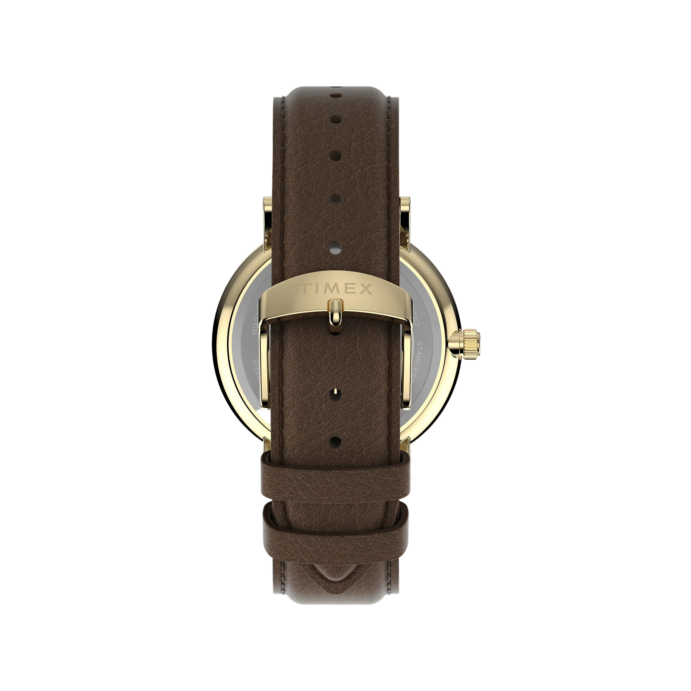 Timex Men's Gold-Tone Case, Brown Vegan Leather Strap | Tw2v91300