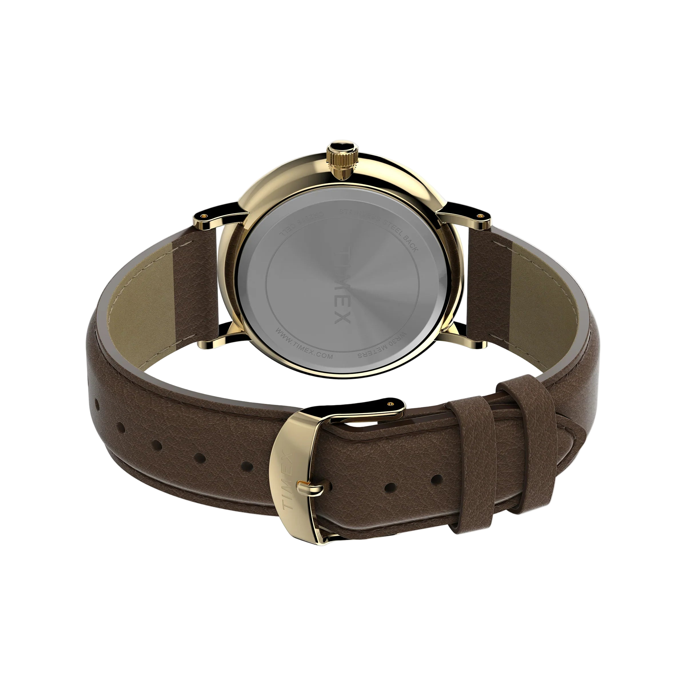 Timex Men's Gold-Tone Case, Brown Vegan Leather Strap | Tw2v91300