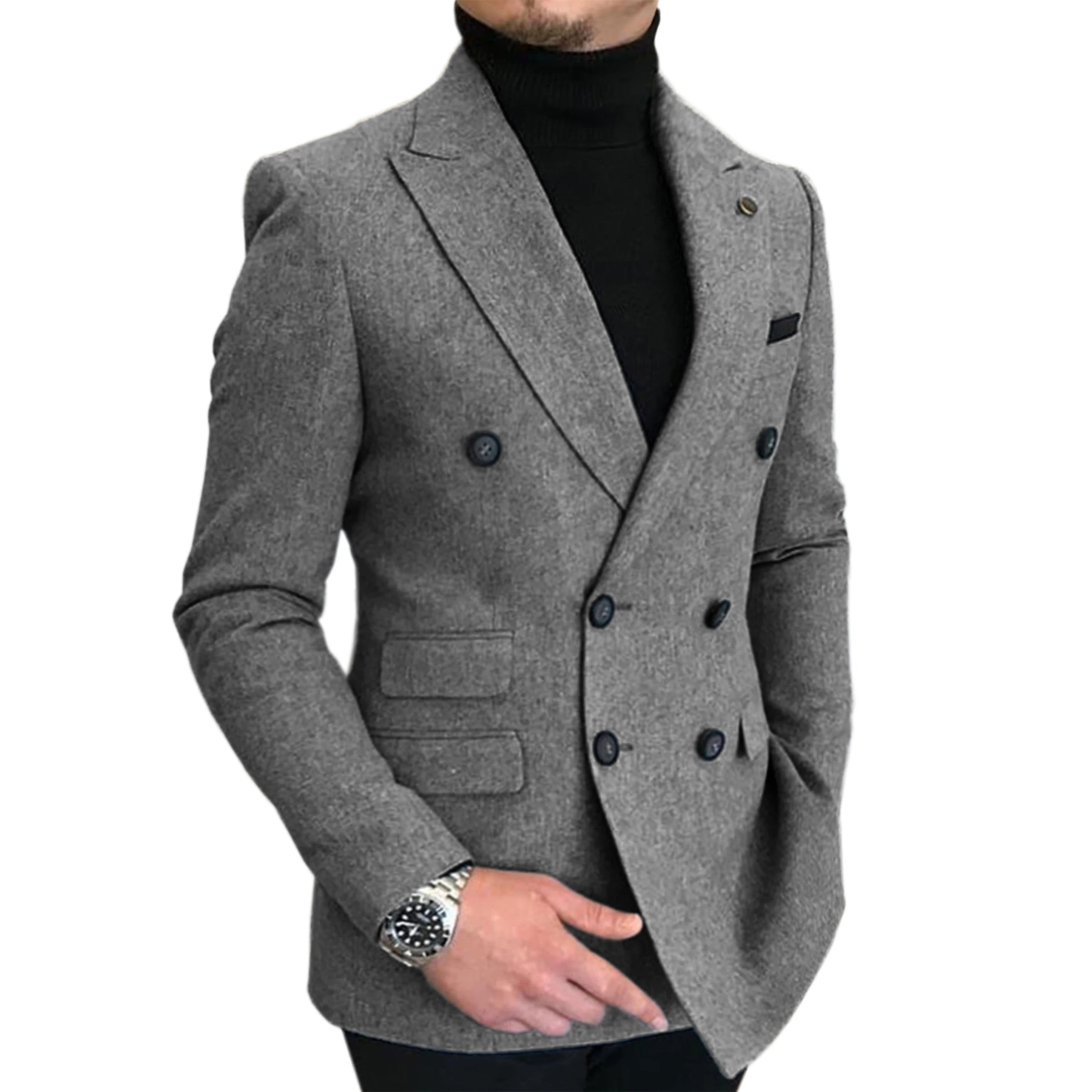 Formal 2025 New Burgundy Red Grey Lapel Tux Men Slim Fit Suits Coat Jacket Custom Made for Wendding Party Woolen Cloth