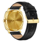 Trnda Men's Gold Stainless Steel Watch, Black Leather Band | Trn-Ss45