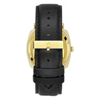 Trnda Men's Gold Stainless Steel Watch, Black Leather Band | Trn-Ss45
