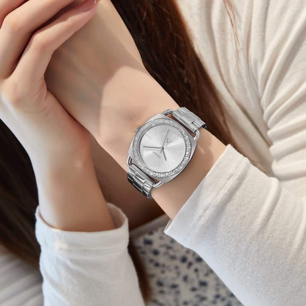 Trnda Women's Silver Stainless Steel Watch, Unique Dial | Trn35ss