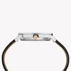Timex Men's Black Leather Watch, White Dial | Tw2r71300