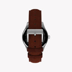 Mens Main Street Silver Tone Case Brown Strap Blue Dial Watch | TW2Y16200