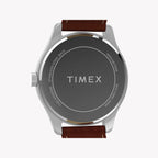 Mens Main Street Silver Tone Case Brown Strap Blue Dial Watch | TW2Y16200