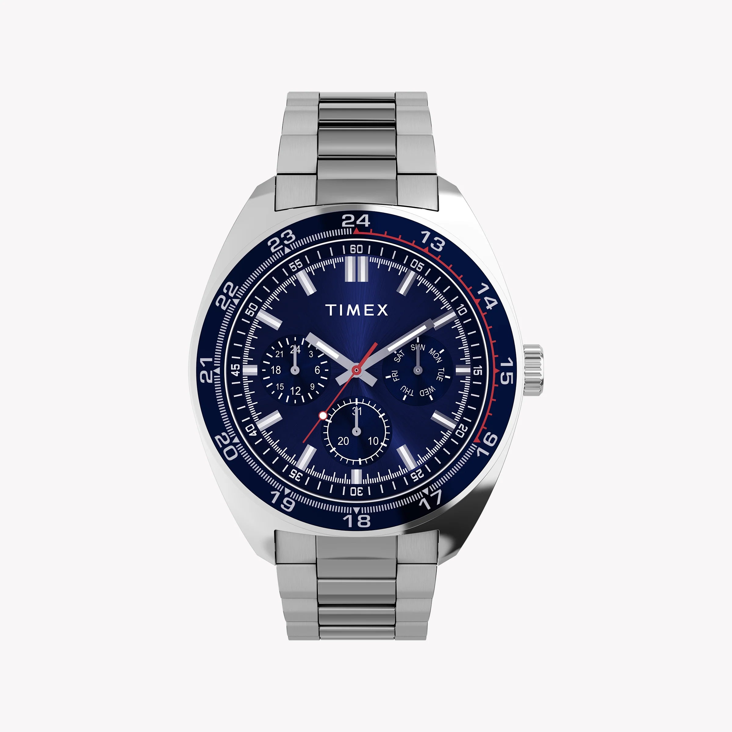 Mens Silver-Tone Case & Bracelet with Blue Dial TW2Y22700 | Stylish Watch