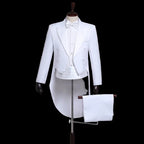 Tuxedo Dress Tailcoat Men Classic Black Shiny Lapel Tail Coat Tuxedo Wedding Groom Stage Singer 2-Piece Suits Dress Coat Tails